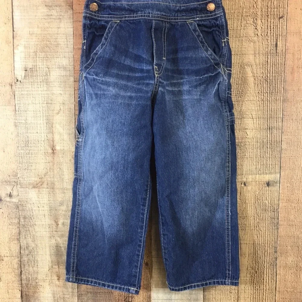 Osh Kosh NYC Carpenters Overalls Boys 4T Dark Wash‎ Denim